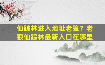 仙踪林进入地址老狼？老狼仙踪林最新入口在哪里