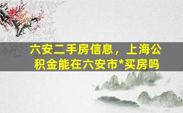 六安二手房信息，上海公积金能在六安市*买房吗