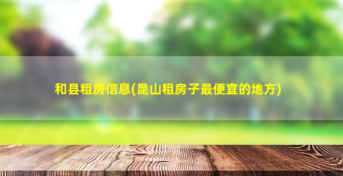 和县租房信息(昆山租房子最便宜的地方)