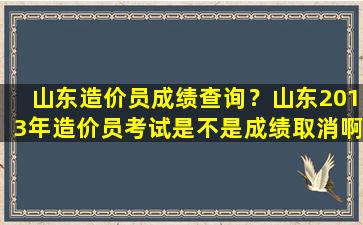 山东造价员成绩查询？山东2013年造价员考试是不是成绩取消啊