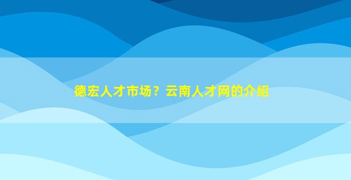 德宏人才市场？云南人才网的介绍